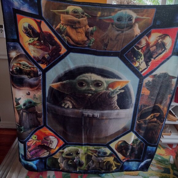 Large Baby Yoda fleece and cotton throw blanket - Picture 1 of 1